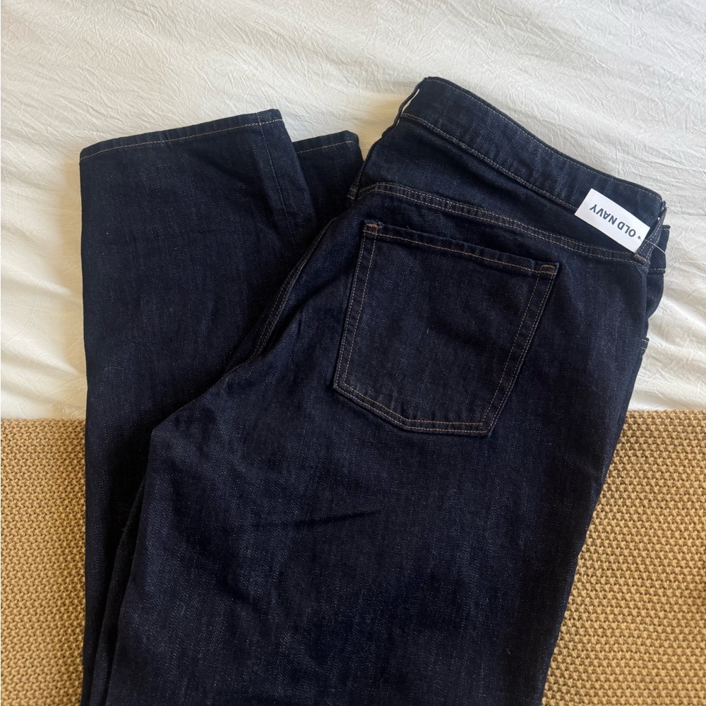 Old Navy Extra High Waisted Straight Jeans Dark Wash
